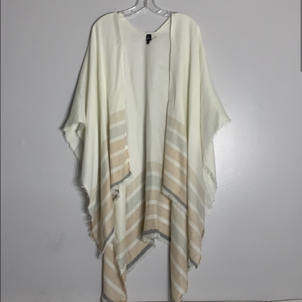 Echo Cream Stripe Open Style Fray Shawl One Size … - image 2